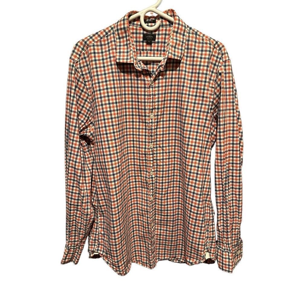 J.CREW Ludlow Fit Men's Button up Shirt Red White Blue Plaid 2ply Cotton Size XL
